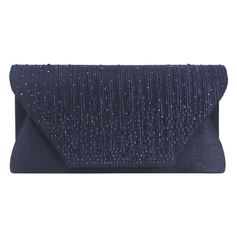 Fioeyr Womens Ladies Satin Pleated Diamante Clutch Bag Envelope Handbag Glitter Wedding Evening Purse Handbag Shoulder Bags