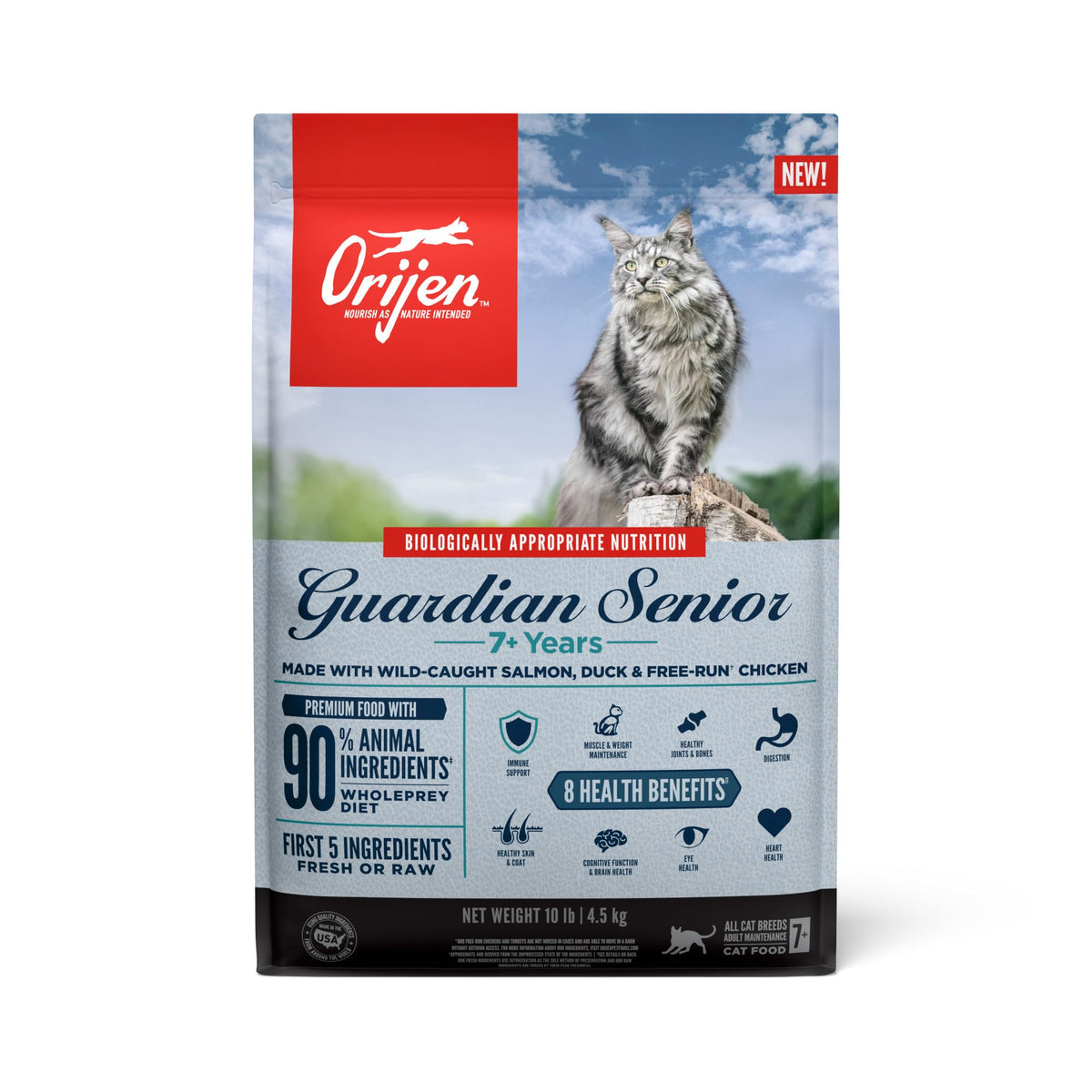 ORIJEN GUARDIAN SENIOR Dry Cat Food, Grain Free Cat Food for Senior Cats, WholePrey Ingredients, 10lb