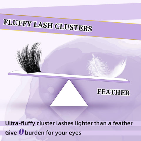 Lash Clusters F03 Fluffy Individual Lashes 84 Pcs Ultralight Eyelash Clusters B&Q DIY Cluster Eyelash Extensions at Home Wispy Lash Extension Light as Feather Cluster Lashes (F03-D-8-18mm)