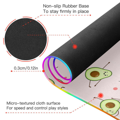 Avocado Wireless Charging Mouse Pad for Mobile Phone Extra Large Gaming Mousepad with 13 Lighting Modes Mouse Mat for Office Home Gaming MacBook PC Laptop Desk