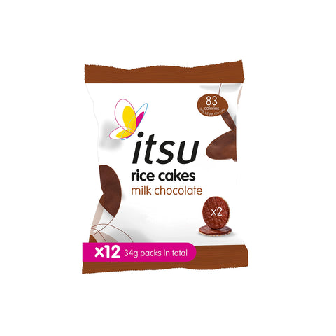 Itsu Milk chocolate Rice Cakes | Snack Rice Cakes | 24 g, Pack of 12 | Healthy
