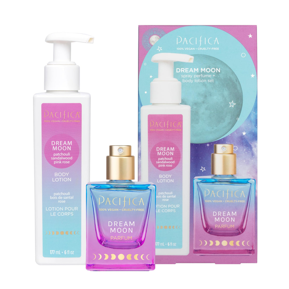 Pacifica Beauty, Dream Moon Spray Perfume & Body Lotion, Natural + Essential Oils, Fragrance Gift Set, Holiday Gifts for Her, Stocking Stuffer, Vegan