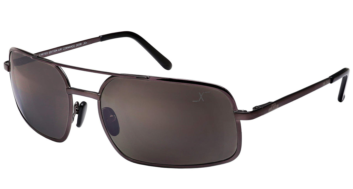 Xezo Air Commando Titanium Polarized Mirrored Dark Sunglasses Vintage Style. Driving, Golf, Cycling, Dark Grey Metallic, 0.7 oz (Air Commando 2400 R)