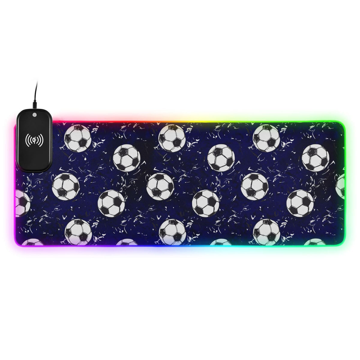 Blue Football Wireless Charging Mouse Pad for Mobile Phone Extra Large Gaming Mousepad with 13 Lighting Modes Computer Mat for Gaming MacBook PC Laptop Desk Office Home