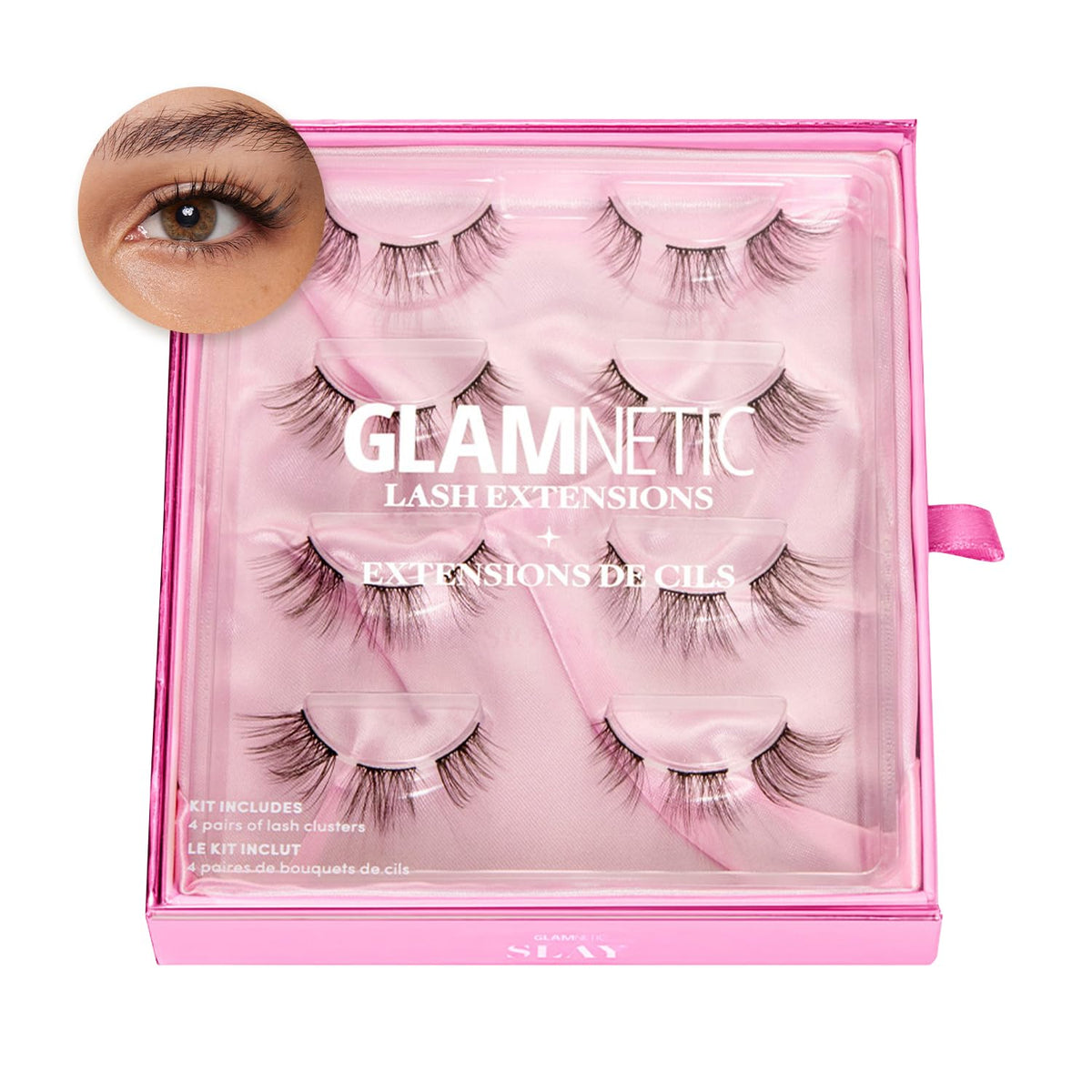 Glamnetic Lash Extensions | Slay | Professional At Home False Eyelash Extensions| Salon-Quality, High Volume, Faux Mink Lashes | 4 Sets of Lash Clusters