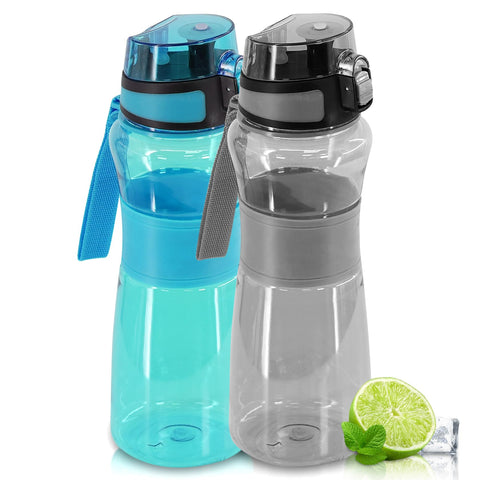GEEZY Sports Water Bottle Leakproof Flip Lid BPA Free Plastic Fitness Running Gym Bottle 900 ml / 30.4o Set of Two