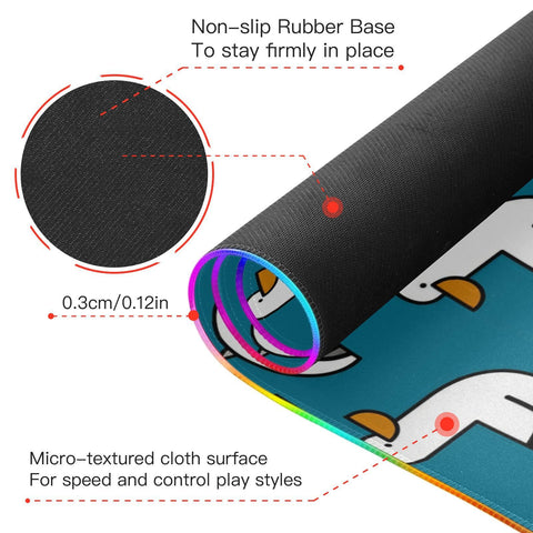 Duck Wireless Charging Mouse Pad for Mobile Phone Extra Large Gaming Mousepad with 13 Lighting Modes Extended Desk Mat for Gaming MacBook PC Laptop Desk Home Office