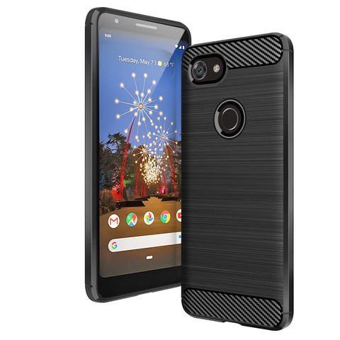 CruzerLite Case Compatible with Google Pixel 3a Case, Carbon Fiber Texture Design & Leather Texture Design Back Cover Anti-Scratch Shock Absorption Case for Google Pixel 3a (Black)
