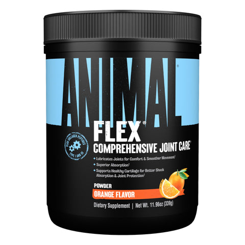 Animal Flex Powder - All-in-One Complete Joint Support Supplement - Contains Collagen, Turmeric Root, Curcumin, Glucosamine & Chondroitin - Helps Repair & Restore Joints - Orange Flavour, 30 Scoops