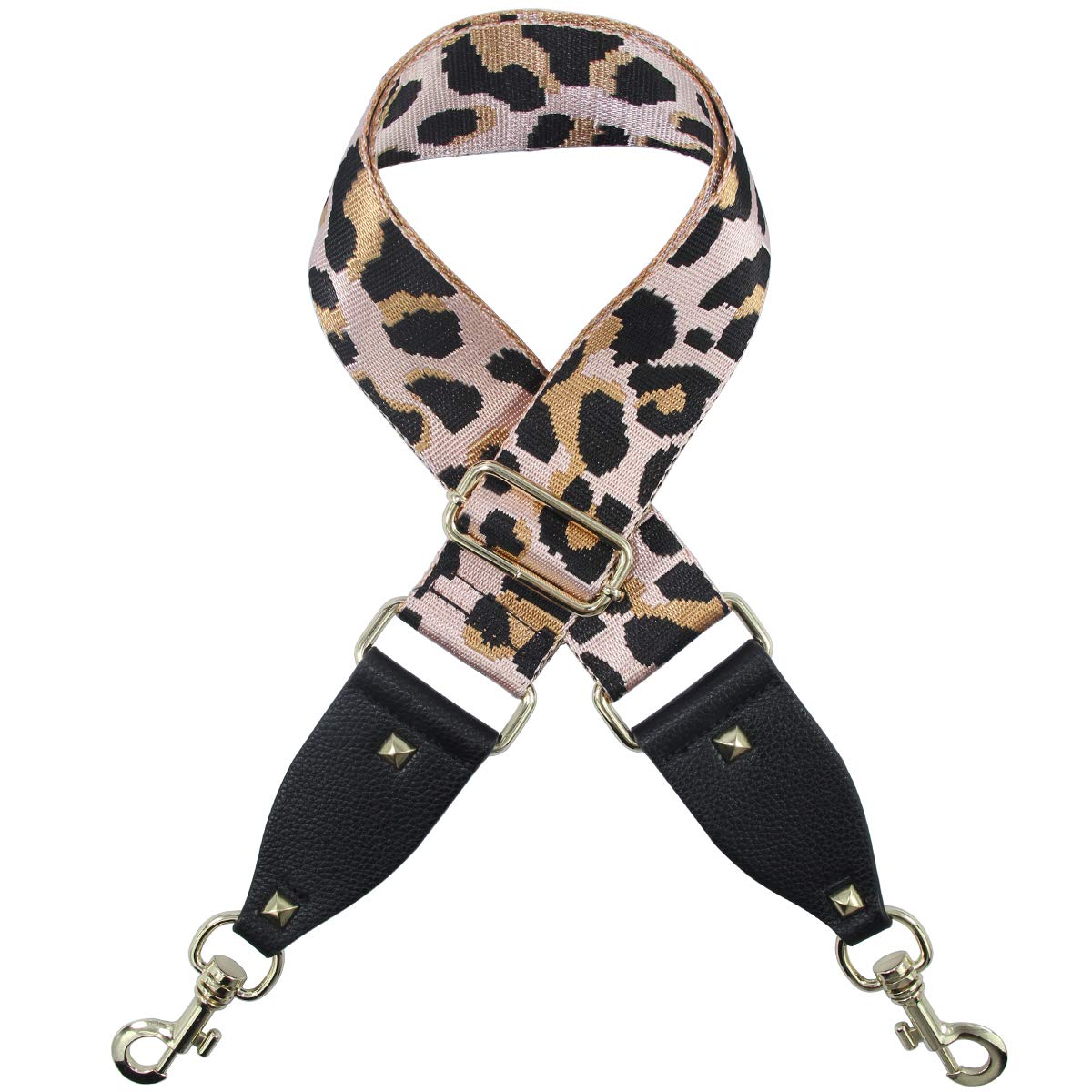 Duwi Wide Purse Strap Multicolor Striped Guitar Style Strap Adjustable Canvas Crossbody Bag Strap(black,pink,leopard print)