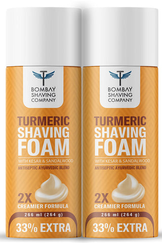 Bombay Shaving Company Turmeric Shaving Foam (Pack of 2),266 ml (33% Extra) with Turmeric & Sandalwood