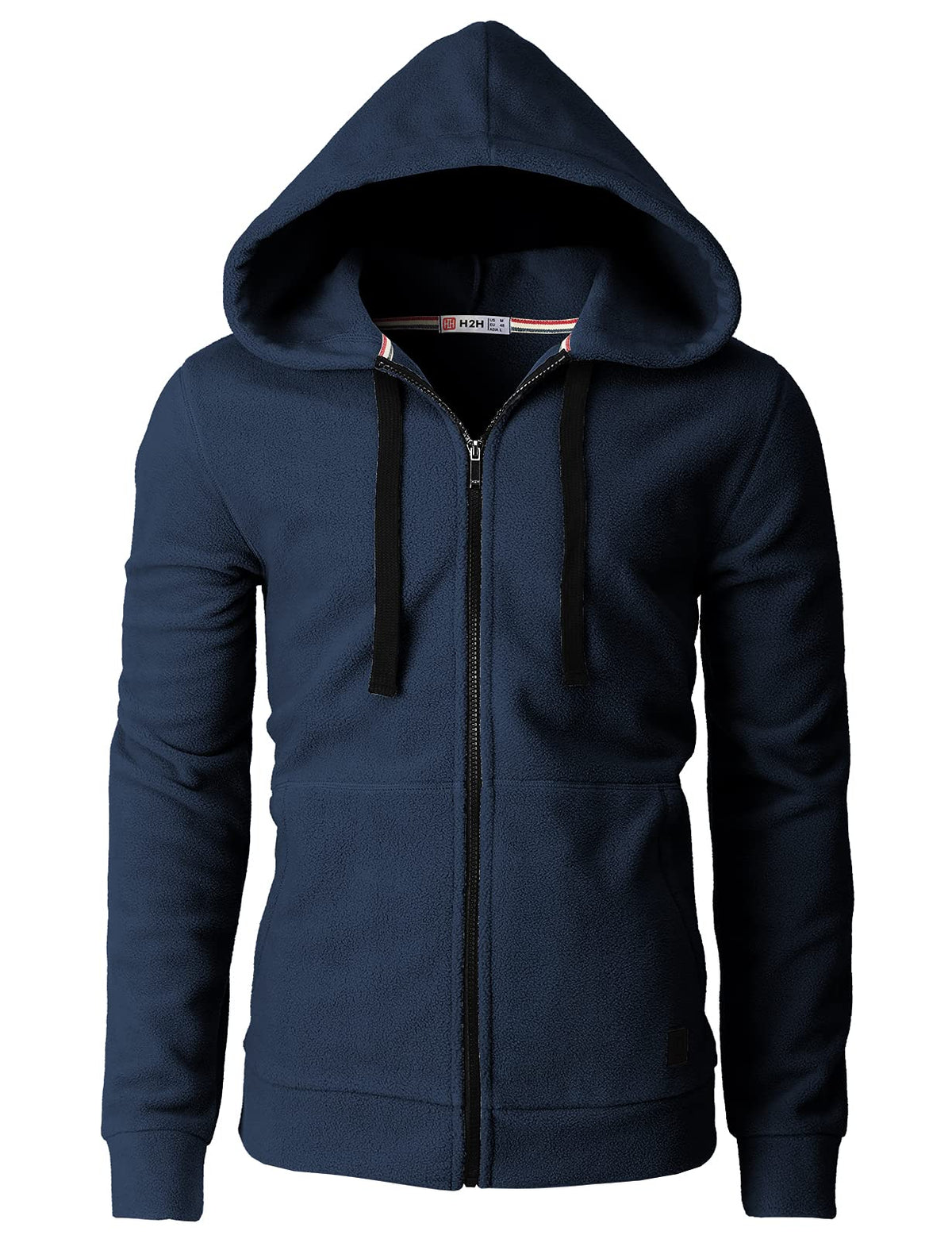 H2H Mens Casual Slim Fit Zip up Hoodie Jacket Fleece Lightweight Thermal Hoodie NAVY US M/ASIA L (CMOHOL084)