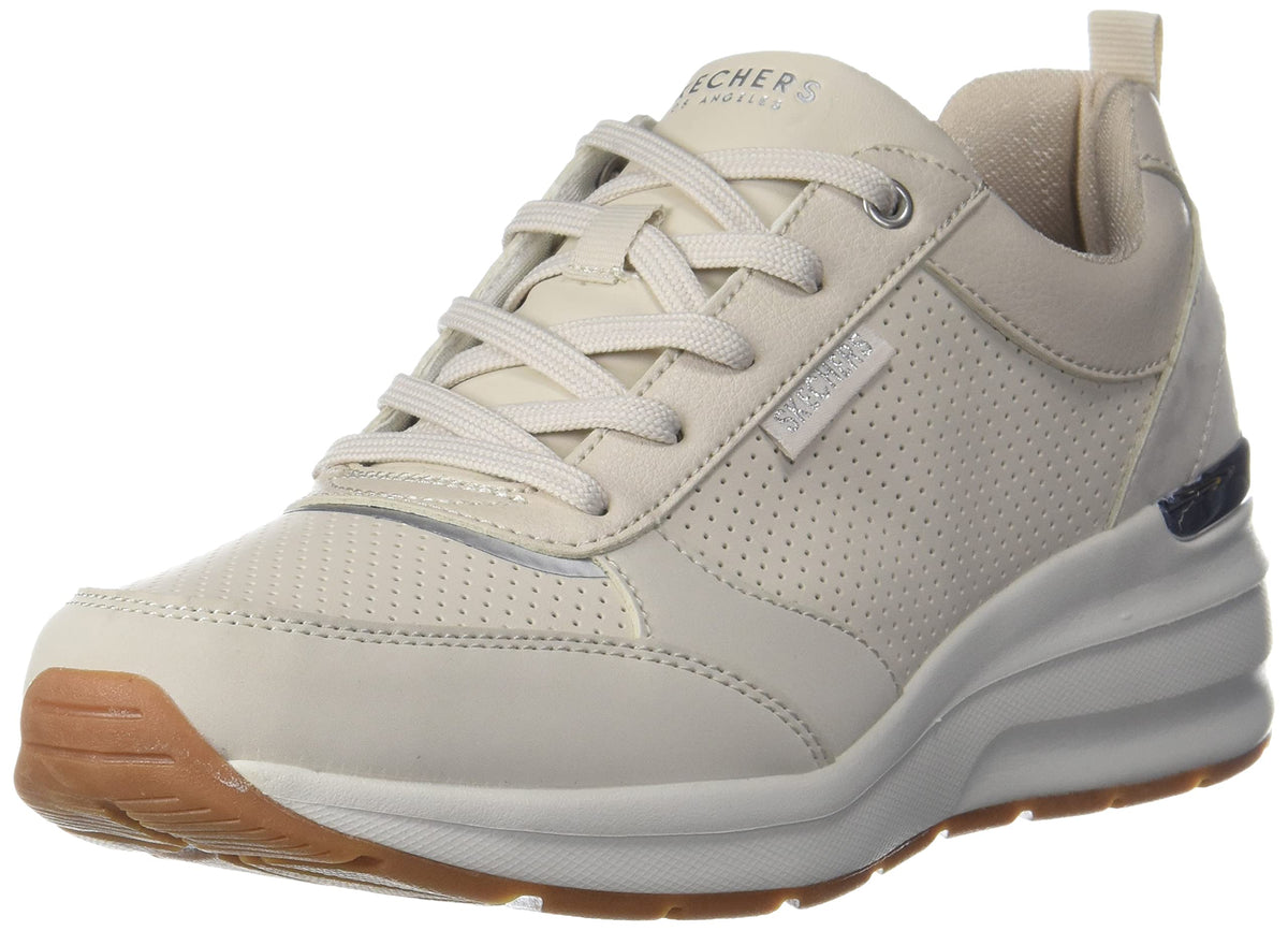 Skechers Women's Billion-Subtle Spots Sneaker, White, 9