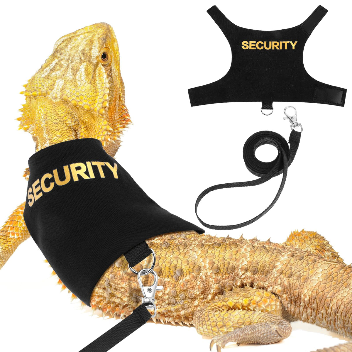 Bearded Dragon Harness and Leash Set, Escape Proof Adjustable Lizard Reptiles Harness with 5 ft Short Detachable Leash for Amphibians and Other Small Pet Animals for Walking Outdoor