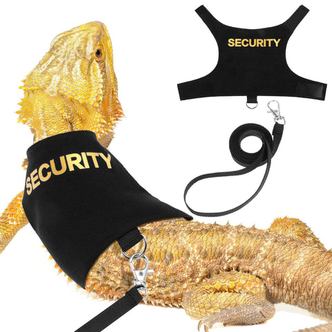 Bearded Dragon Harness and Leash Set, Escape Proof Adjustable Lizard Reptiles Harness with 5 ft Short Detachable Leash for Amphibians and Other Small Pet Animals for Walking Outdoor