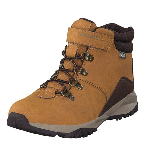 Merrell BoysÃ¢â‚¬â„¢ ml-B Alpine Casual Waterproof High Rise Hiking Boots, Orange (Wheat), 3 UK 35 EU