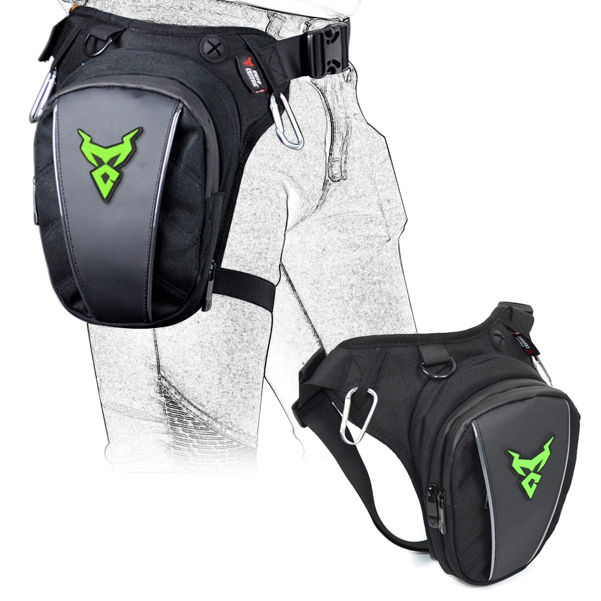MIGHTYDUTY Leg Bag Motorcycle Thigh Bag for Men Women Multifunctional Thigh Waist Fanny Pack Drop Leg Bag for Cycling Riding Travel Outdoors Motorbike Bag Green