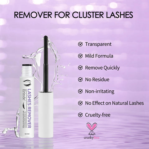 Erinde Cluster Lash Glue Remover 5ml, Lash Remover for Lash Extensions, Clear Mascara Makeup Remover, Eyelash Cluster Glue Remover, Mild Non-Irritating DIY Lash Extension Remover Adhesive