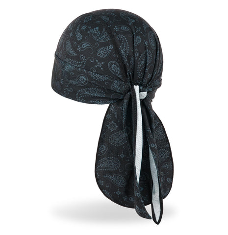 MELASA Cooling Do Rags Skull Cap Helmet Liner, Sweat Head Wraps Bandanas for Men Running Cycling Motorcycle Black Paisley