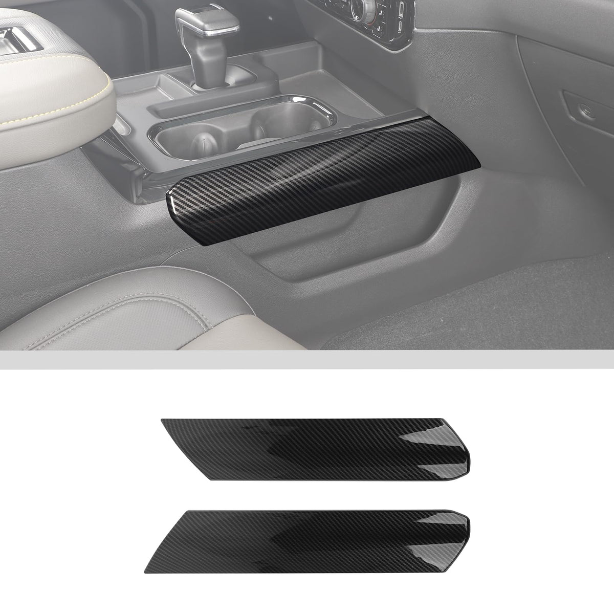 JWWY Gear Shift Shifter Transmission Gearstick Side Panel Ornament Cover Trim Fit for 2022-2024+Chevy Silverado GMC Sierra Interior Accessories 2PCS ABS Carbon Fiber