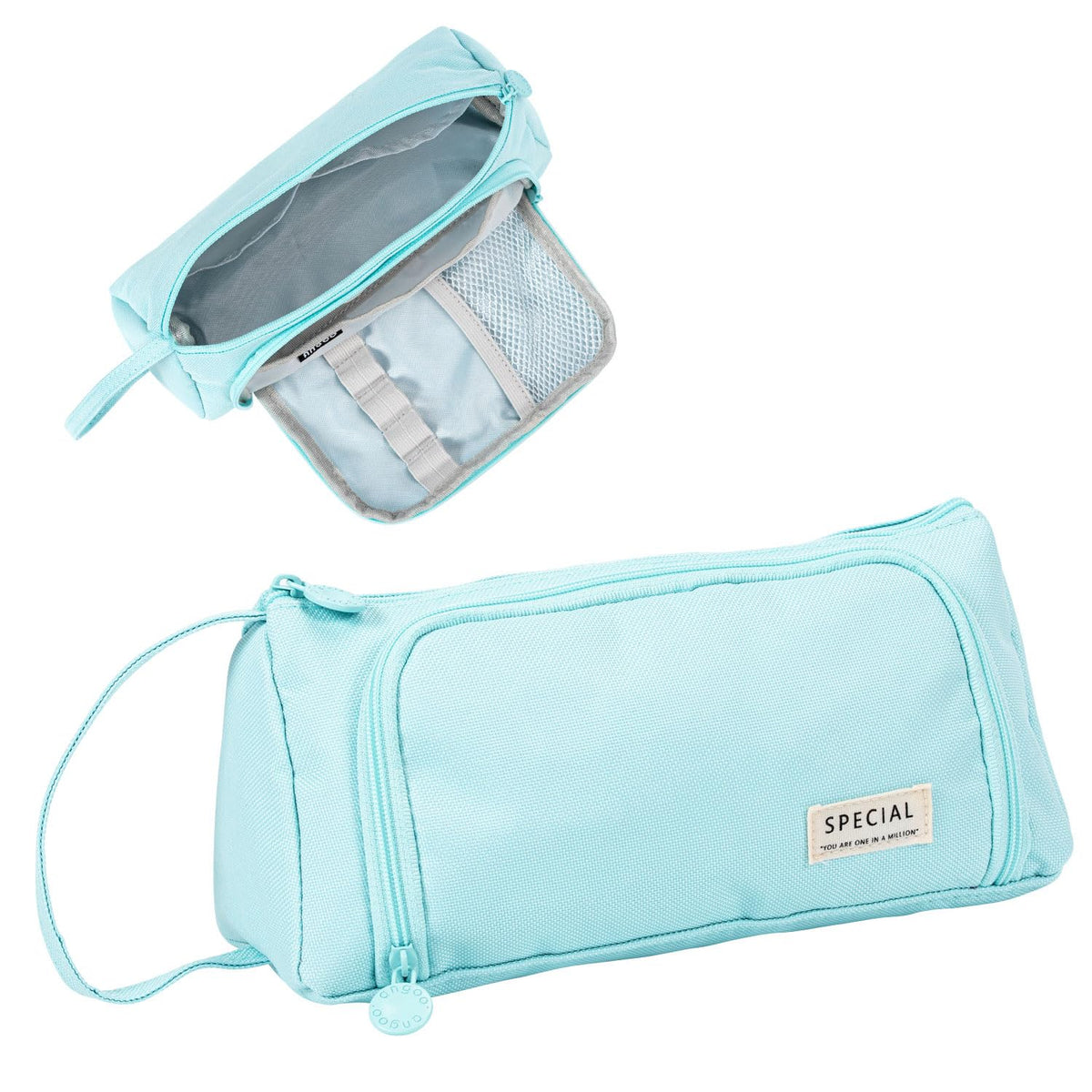 Kunoli Pencil Case for Girls, Large Pencil Case with Compartments, Big Capacity Special Pencil Case, Aesthetic Pencil Case Blue Canvas Pencil Case for Girls Secondary School Women Men(Blue)