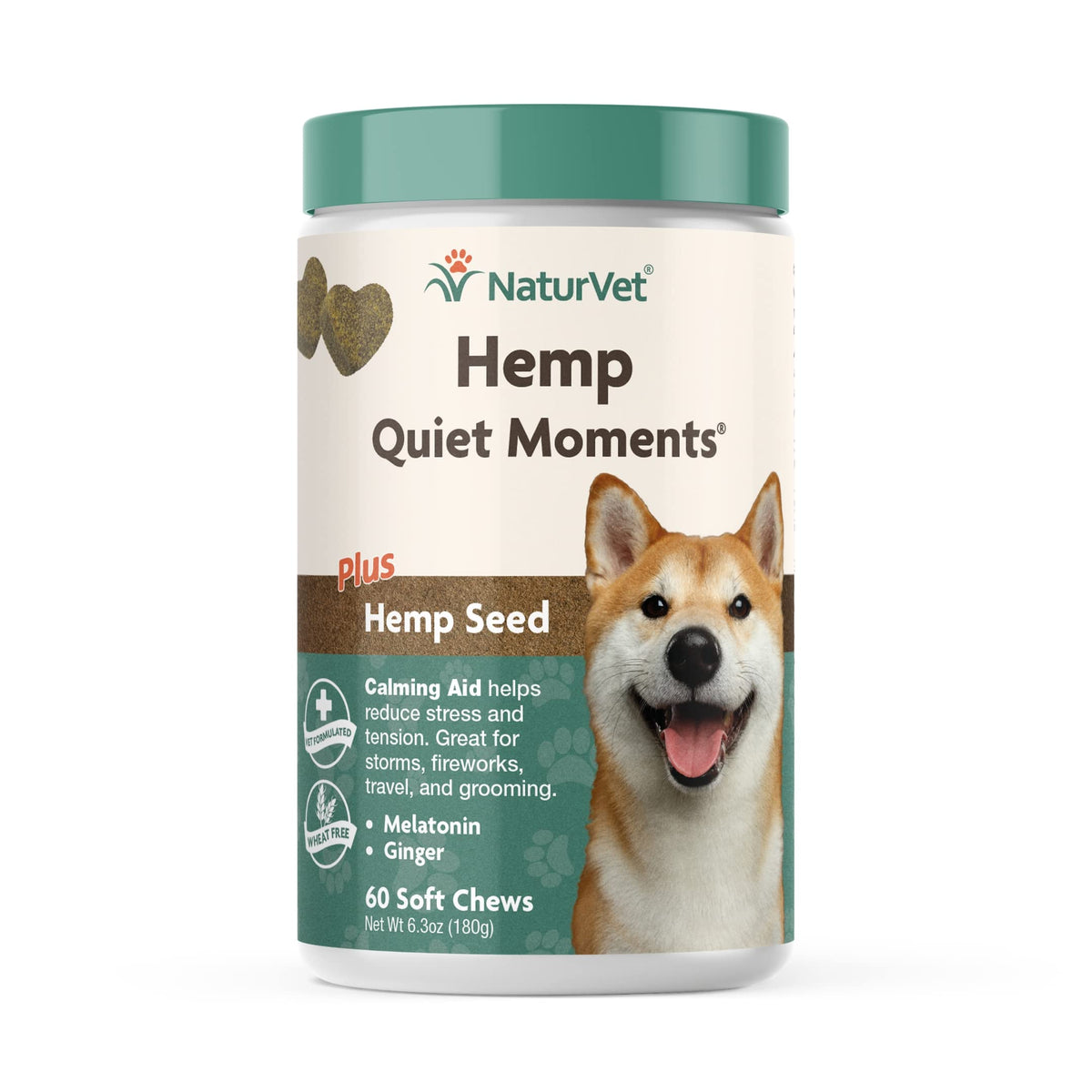 NaturVet Quiet Moments HEMP Soft Chews 60 count (Jar) for Dogs