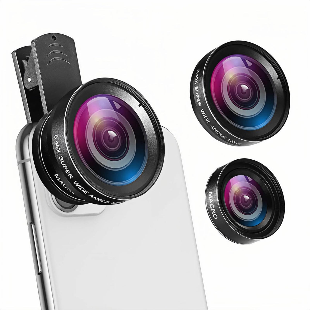 2 Functions Mobile, 0.45X Wide Angle Len and Macro Phone Lens HD Camera for IPhone Android