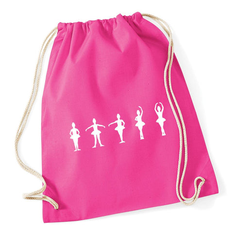 Hippowarehouse Ballet Positions Silhouettes Drawstring Cotton School Gym Kid Bag Sack 37cm x 46cm, 12 litres