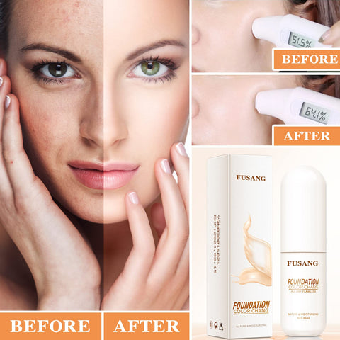 Color Changing Foundation,All-Day Flawless Colour Changing Liquid Foundation Makeup,Easy to Apply,Moisturizing Face Liquid Cover Concealer Foundation Cream Makeup for Women&Girls
