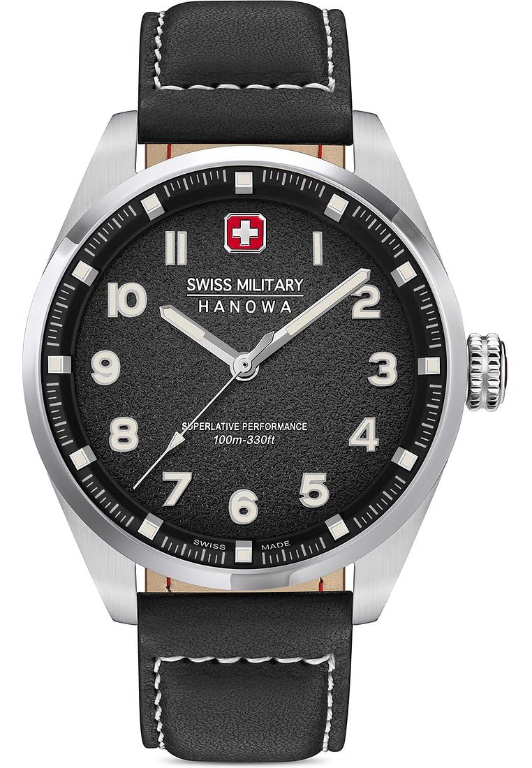 Swiss Military Hanowa Men Analog Quartz Watch with Leather Strap SMWGA0001501