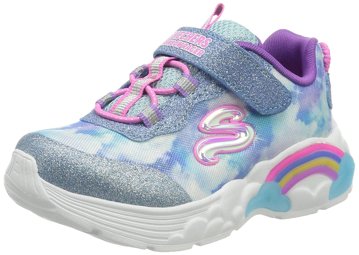 Skechers girls Rainbow Racer Sneaker, Blue, 5 Toddler US