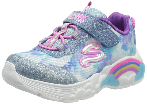 Skechers girls Rainbow Racer Sneaker, Blue, 5 Toddler US
