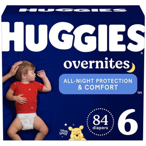 Huggies Overnites Size 6 Overnight Diapers (35+ lbs), 84 Ct (2 Packs of 42), Packaging May Vary