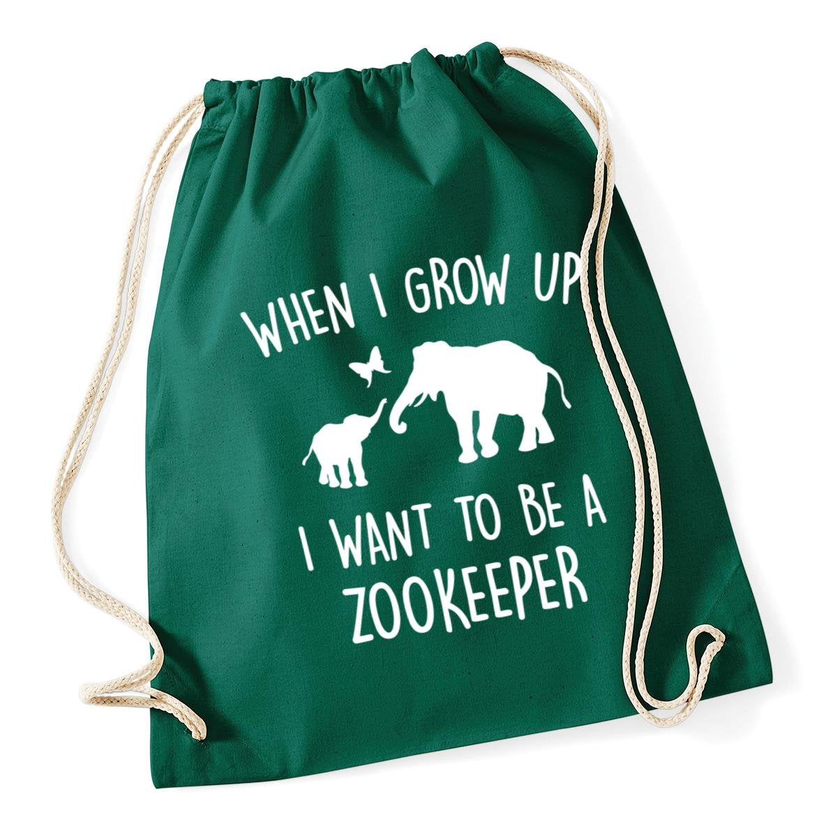 Hippowarehouse When I Grow Up I Want To Be A Zookeeper Drawstring Cotton School Gym Bag 37cm x 46cm, 12 litres