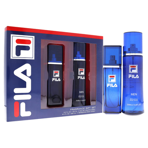 FILA Fragrance Giftset for Men - Cool, Clean And Refreshing Fragrance And Body Mist - Extra Strength, Long Lasting Scent Payoff - Trendy, Rectangular, Streamlined, Portable Bottle Design - 2 Pc