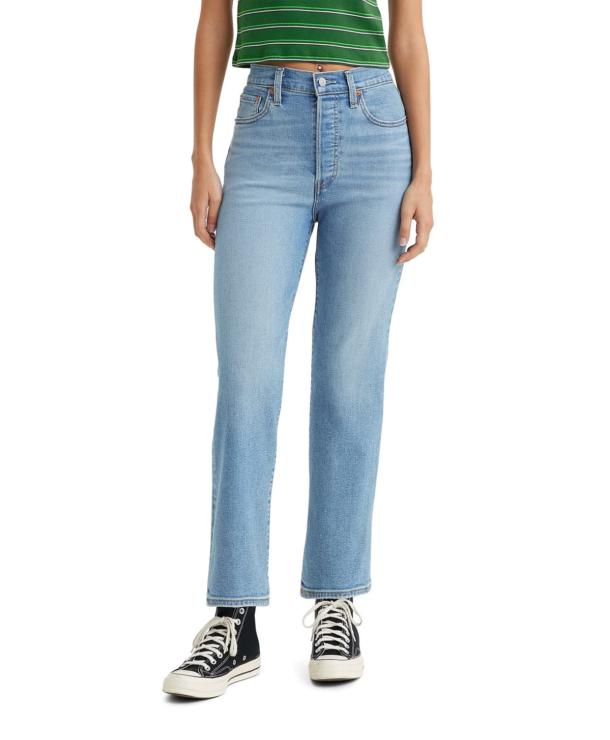 Levi's Women's Ribcage Straight Ankle Jeans, Medium Indigo Worn in, 24