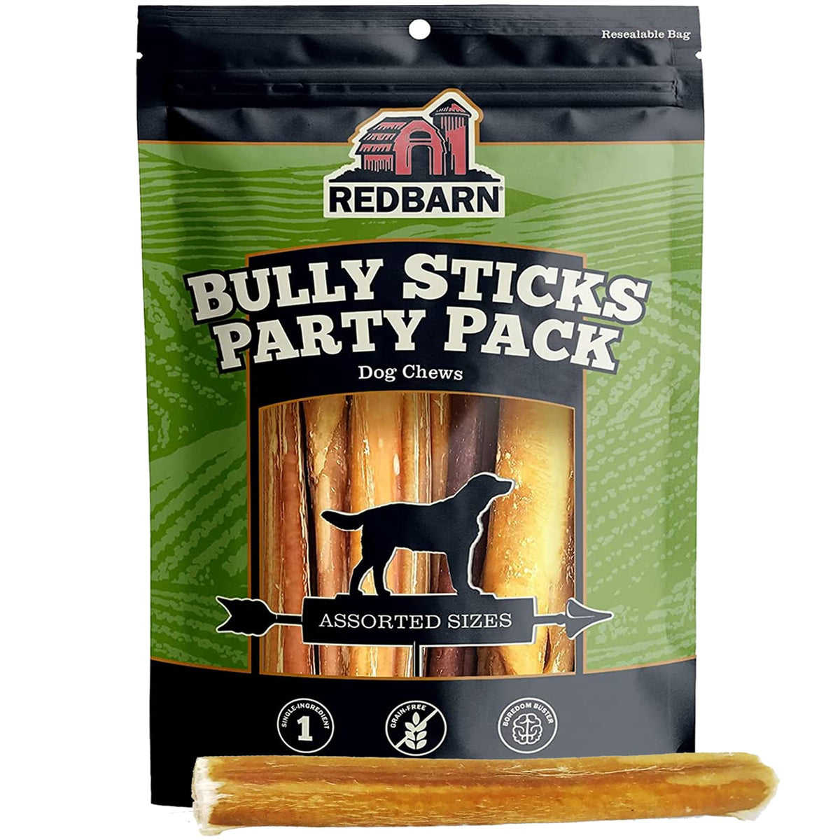 Redbarn All Natural 5-8ÃƒÆ’Ã‚Â¢ÃƒÂ¢Ã¢â‚¬Å¡Ã‚Â¬Ãƒâ€šÃ‚Â Bully Sticks for Small & Large Dogs - Healthy Long Lasting Chews Variety Party Pack - 100% Beef Single Ingredient Low Odor Rawhide Free Dental Treats Made in USA - 8 oz Bag