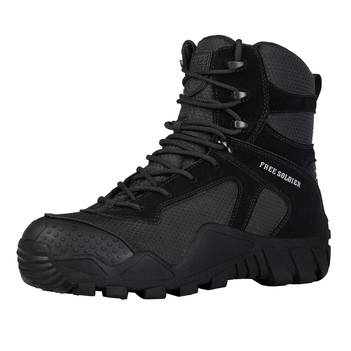 FREE SOLDIER Men Military Boots High-top Combat Tactical Boots Lace Up All Terrain Shoes for Hiking, Hunting, Working, Walking