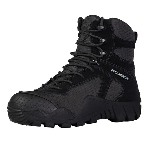FREE SOLDIER Men Military Boots High-top Combat Tactical Boots Lace Up All Terrain Shoes for Hiking, Hunting, Working, Walking