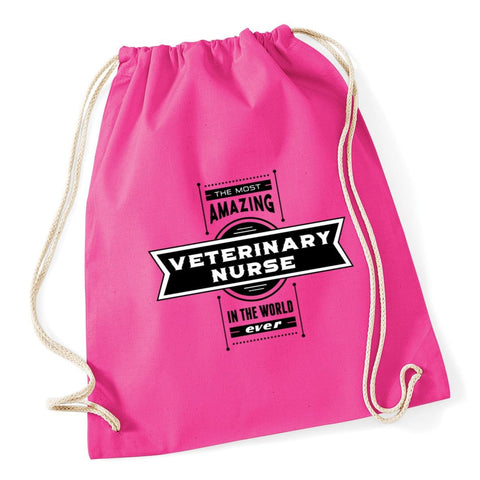 HippoWarehouse Most Amazing Veterinary Nurse Drawstring Cotton School Gym Kid Bag Sack 37cm x 46cm, 12 litres