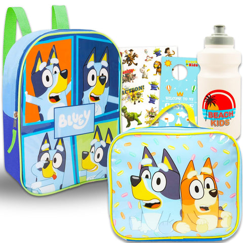 Disney Bluey Backpack and Lunch Box Set - Bluey Backpack Toddler Bundle Includes 11" Bluey Backpack and Lunch Bag Plus Water Bottle, Stickers, More | Mini Bluey Backpack for Toddlers 1-3