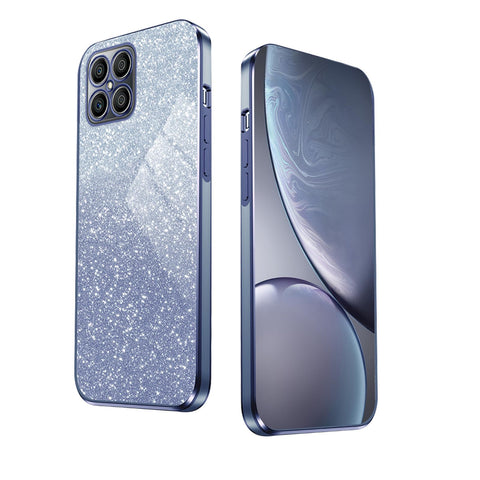 WBWONE Glitter Case for Huawei Honor X8 4G Case, Electroplated Edge, Flexible Protection, Shockproof Soft Cover Shell with Glitter Stickers - Blue