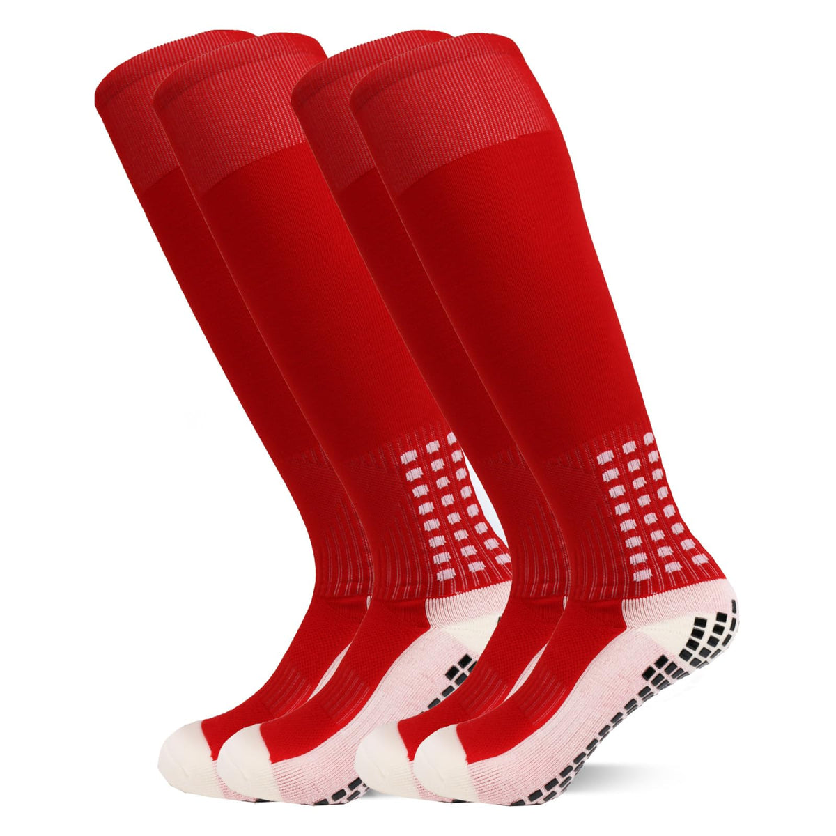 Yufree Men's Soccer Socks Anti Slip Knee Socks Non Slip Grip Pads for Football Basketball Sports Socks, 2/3 Pair, 2 Pair / Red / Adult, One Size