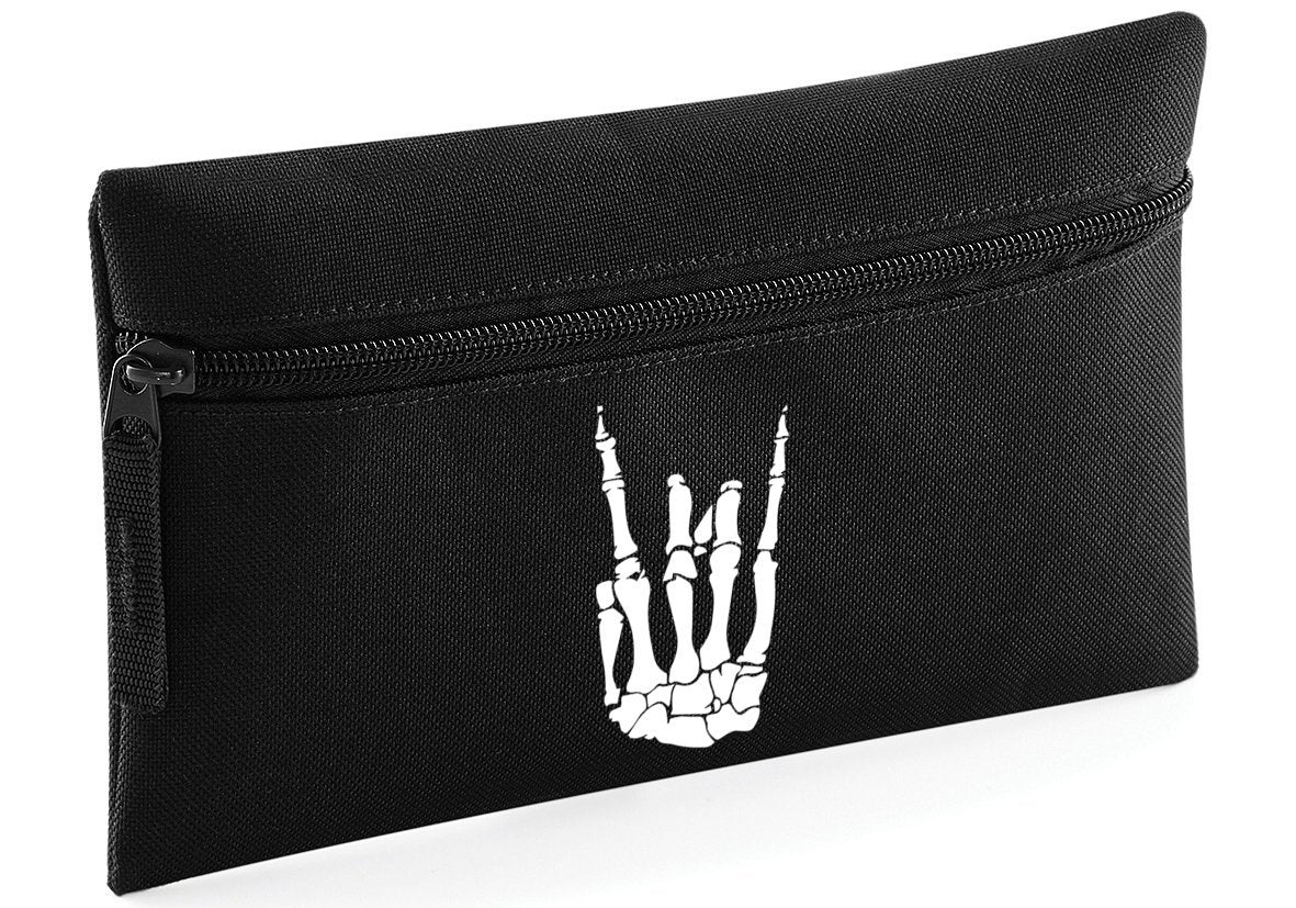HippoWarehouse Skeleton Hand Printed Pencil Case Desk Organiser College School University 21x14cm 0.5 litres