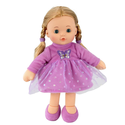 12" Baby Doll Sleeping Snuggle Cuddle Toy Soft Plush Body Rag Doll with Vinyl Head, Open & Close Eyes, and Styling Hair, For Ages 18 months (Purple)