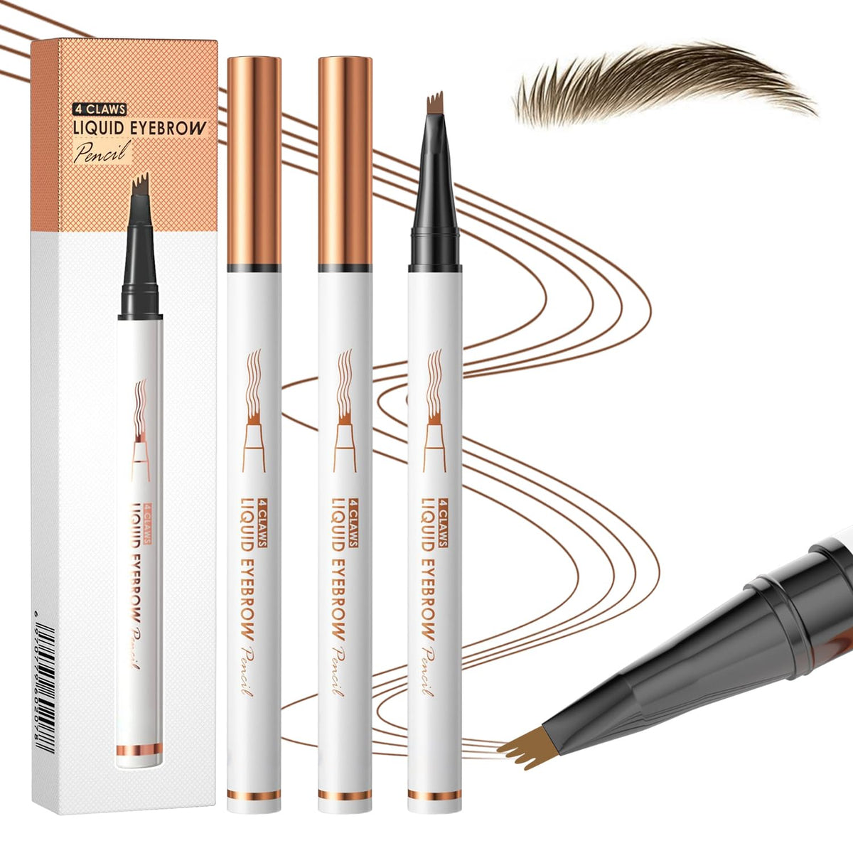 Eyebrow Pencil with 4 Fork Tip,2024 New 3D Microblading Eyebrow Pencil Natural Makeup Fine Stroke Magic Eyebrow Pencil,Long-Lasting Waterproof Natural Eyebrow Pencil Stay on All Day (2PCS-Dark brown)
