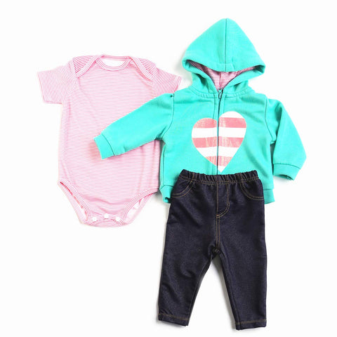 Reborn Baby Girl Dolls Clothes 24 Inches Green Outfit Accessories 3 Pieces Set for 22-24 inch Newborn Baby Girl Doll