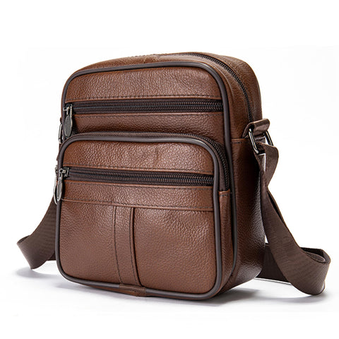 Small Shoulder Holster Leather Men, Crossbody Cell Phone Bags Leather Brown, Leather Smartphone Messenger Bag Cross Body Wallet Purse Pocket Handbag Side Satchel Bag for Working Shopping Travel Daily