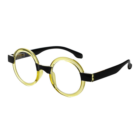 Eyekepper Round Reading Glasses for Women Retro Readers Eyeglasses - Yellow +1.00
