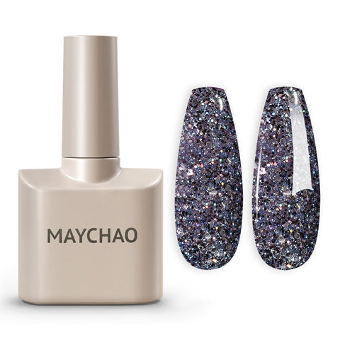 MAYCHAO 15ML Glitter Gel Nail Polish 1Pc Galaxy Glitter Gel Polish Soak Off UV LED Nail Polish Nail Art Starter Manicure Salon DIY at Home, 0.5 OZ